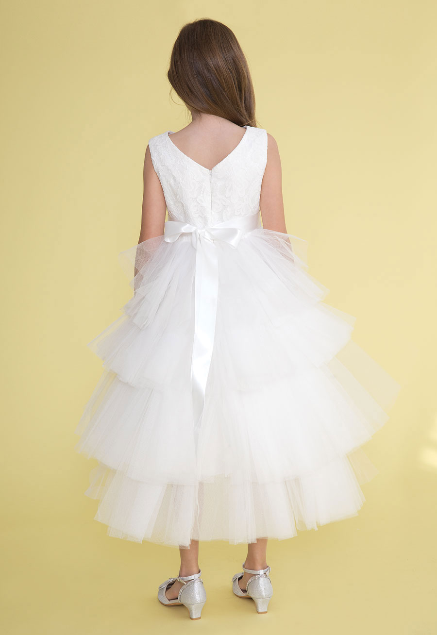 Girls Dress Style 0624218 Ivory Ankle Length Beading Bateau A-line Dress in Choice of Colour