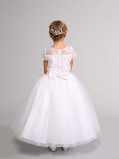 Girls Dress Style 0624518 Ivory Ankle Length Beading , Bowknot Round A-line Dress in Choice of Colour