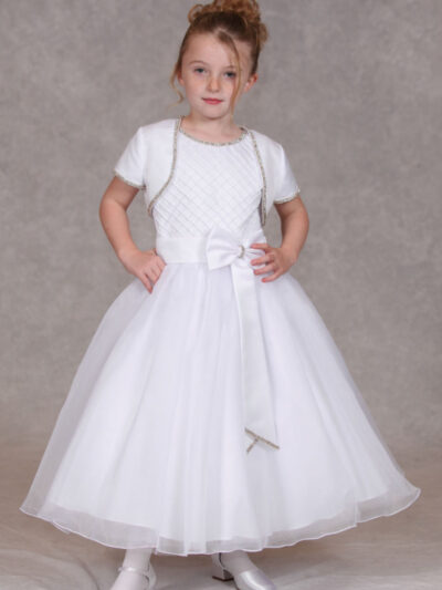 Girls Dress Style 0624718 Ivory Ankle Length Bowknot Bateau A-line Dress in Choice of Colour