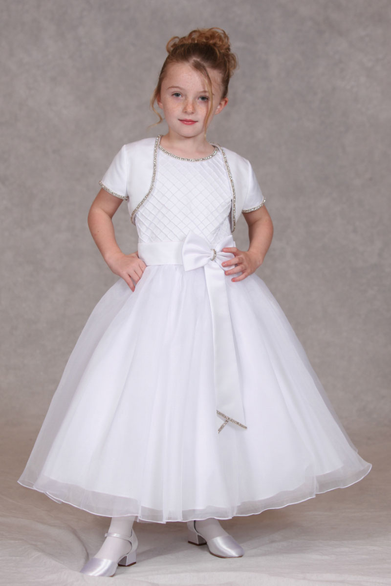 Girls Dress Style 0624718 Ivory Ankle Length Bowknot Bateau A-line Dress in Choice of Colour