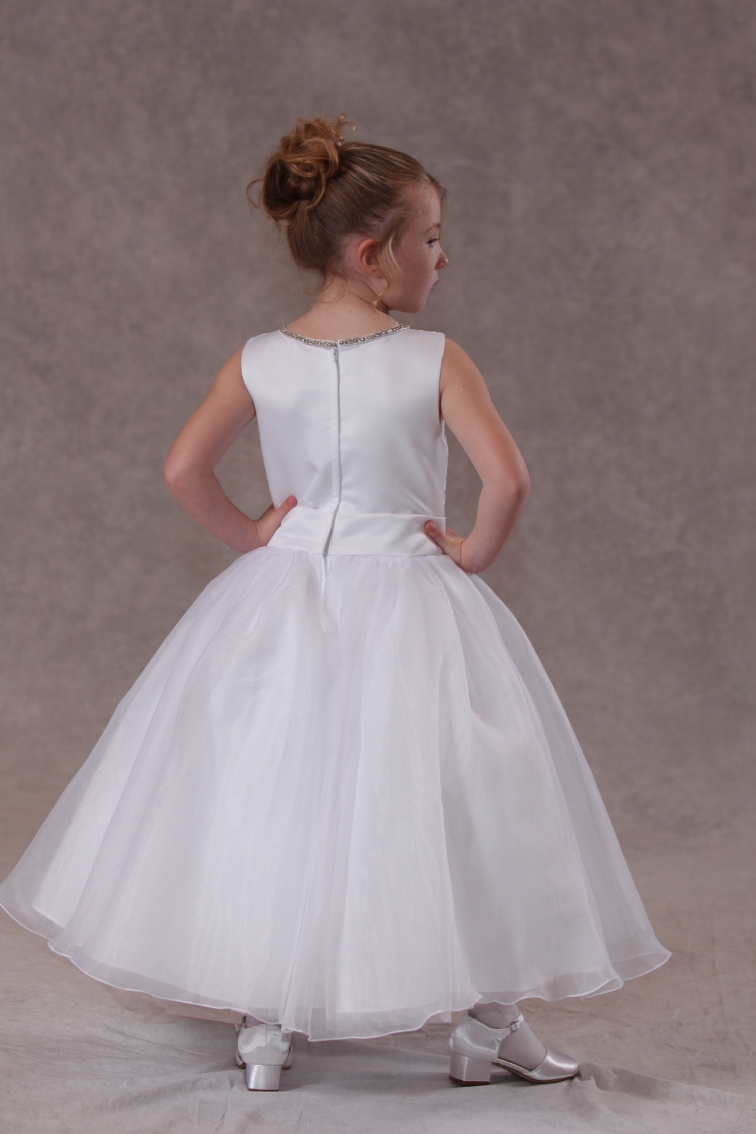 Girls Dress Style 0624718 Ivory Ankle Length Bowknot Bateau A-line Dress in Choice of Colour