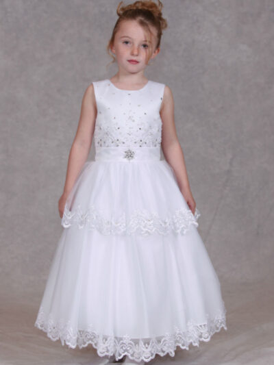 Girls Dress Style 0624818 Ivory Ankle Length Lace , Beading , Bowknot Bateau A-line Dress in Choice of Colour