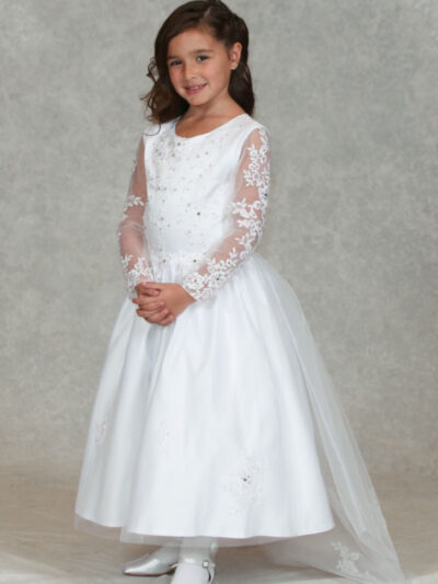 Girls Dress Style 0624918 Ivory Ankle Length Lace Round A-line Dress in Choice of Colour