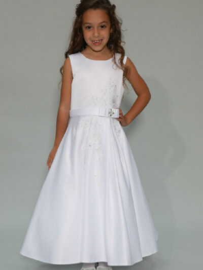 Girls Dress Style 0625118 Ivory Floor-length Applique Bateau A-line Dress in Choice of Colour