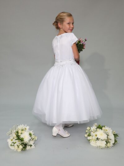 Girls Dress Style 0625218 White Ankle Length Beading Bateau A-line Dress in Choice of Colour