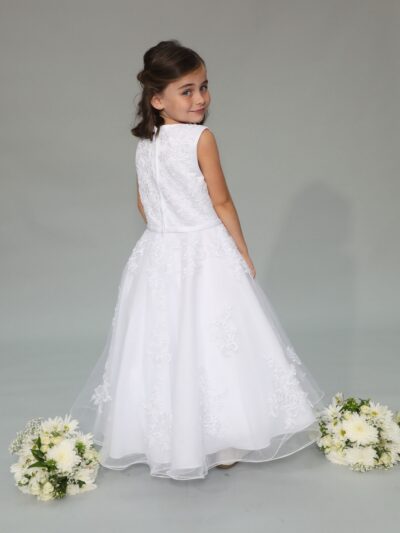Girls Dress Style 0625318 White Floor-length Lace Round A-line Dress in Choice of Colour