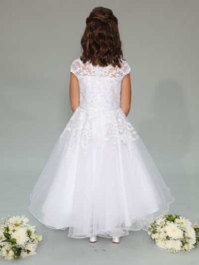 Girls Dress Style 0625418 White Ankle Length Lace Round A-line Dress in Choice of Colour