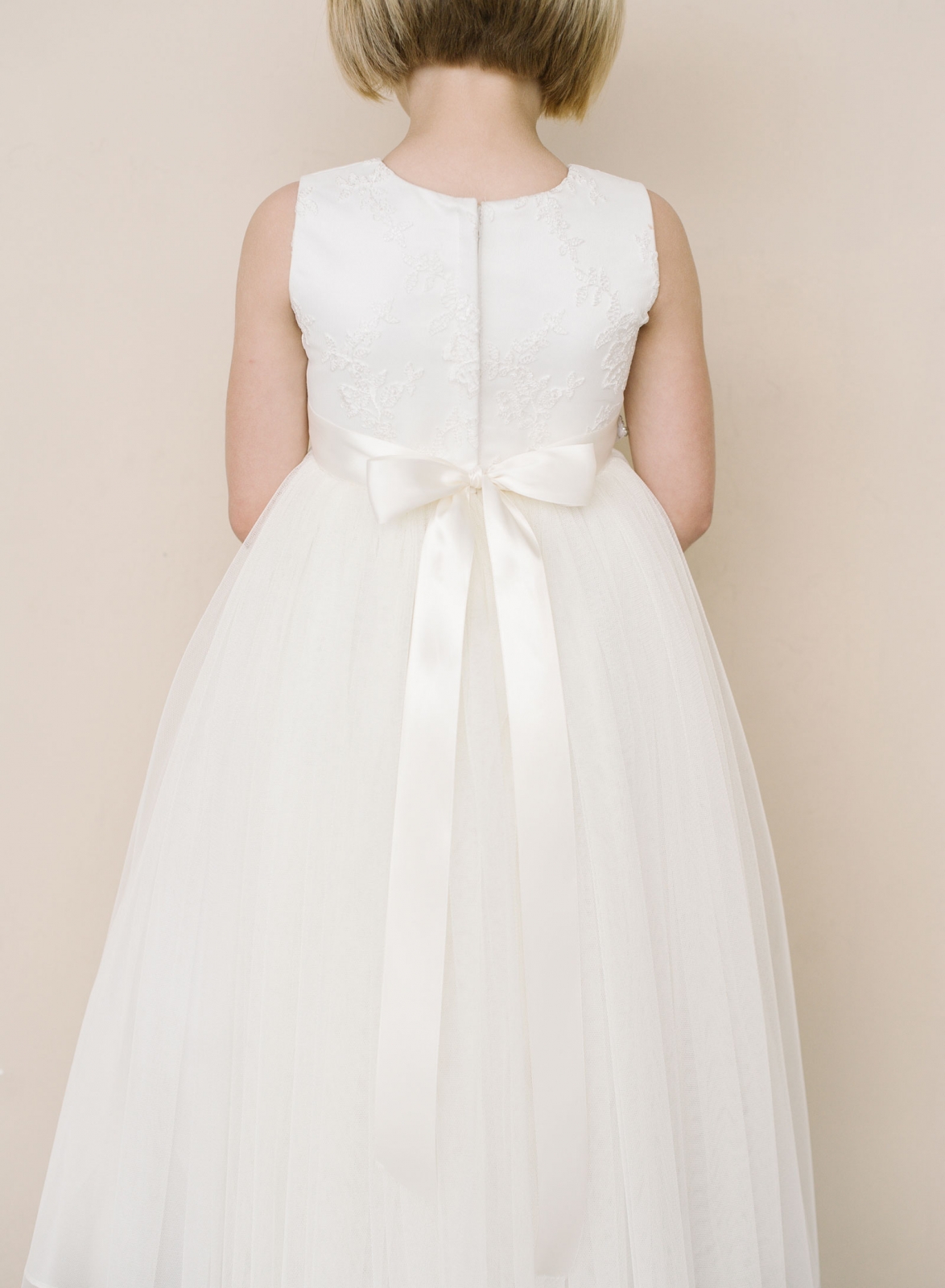Girls Dress Style 0625518 Ivory Ankle Length Lace , Beading , Bowknot Bateau A-line Dress in Choice of Colour