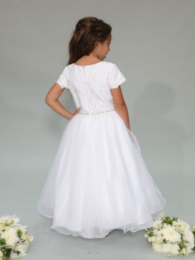 Girls Dress Style 0625618 White Floor-length Beading Bateau A-line Dress in Choice of Colour