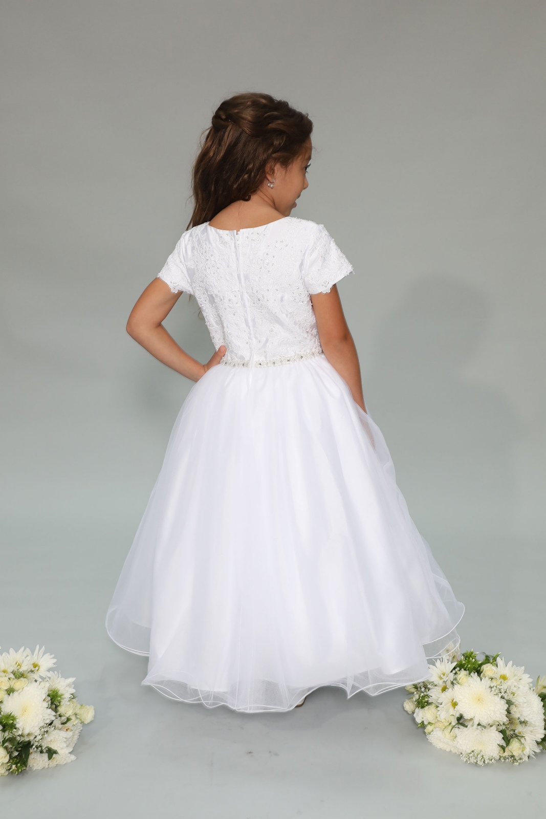 Girls Dress Style 0625618 White Floor-length Beading Bateau A-line Dress in Choice of Colour
