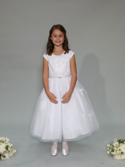 Girls Dress Style 0625918 Ivory Ankle Length Lace , Beading Bateau A-line Dress in Choice of Colour
