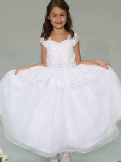 Girls Dress Style 0626018 Ivory Floor-length Lace , Beading sweetheart Ball Gown Dress in Choice of Colour