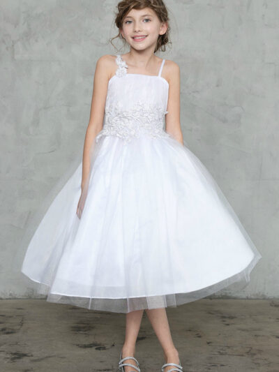 Girls Dress Style 0626118 Ivory Tea-length Applique Strapless Ball Gown Dress in Choice of Colour