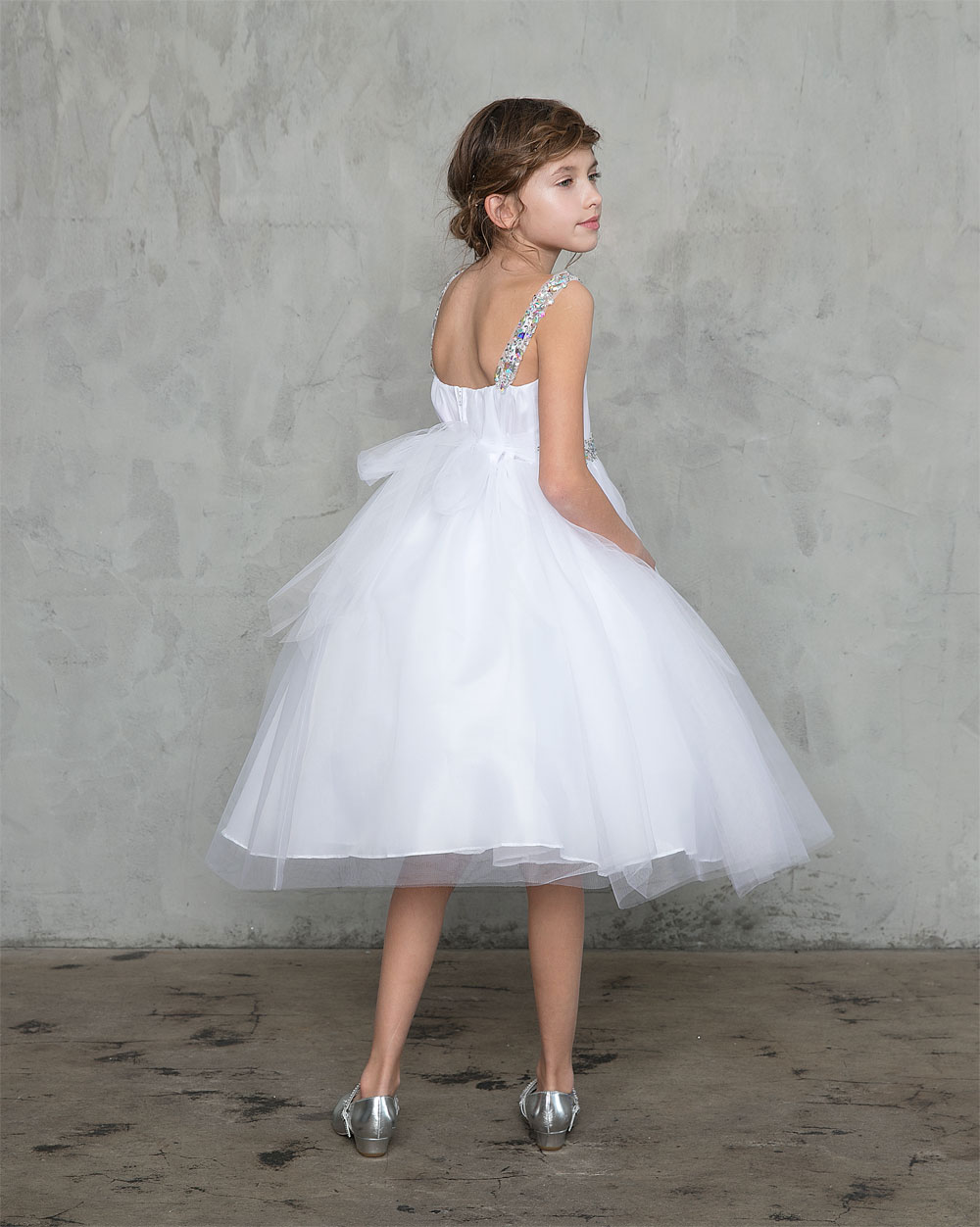 Girls Dress Style 0626318 Ivory Knee-Length Beading V-neck Ball Gown Dress in Choice of Colour