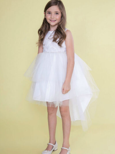 Girls Dress Style 0626418 White Mini Lace , Beading Bateau Princess Dress in Choice of Colour