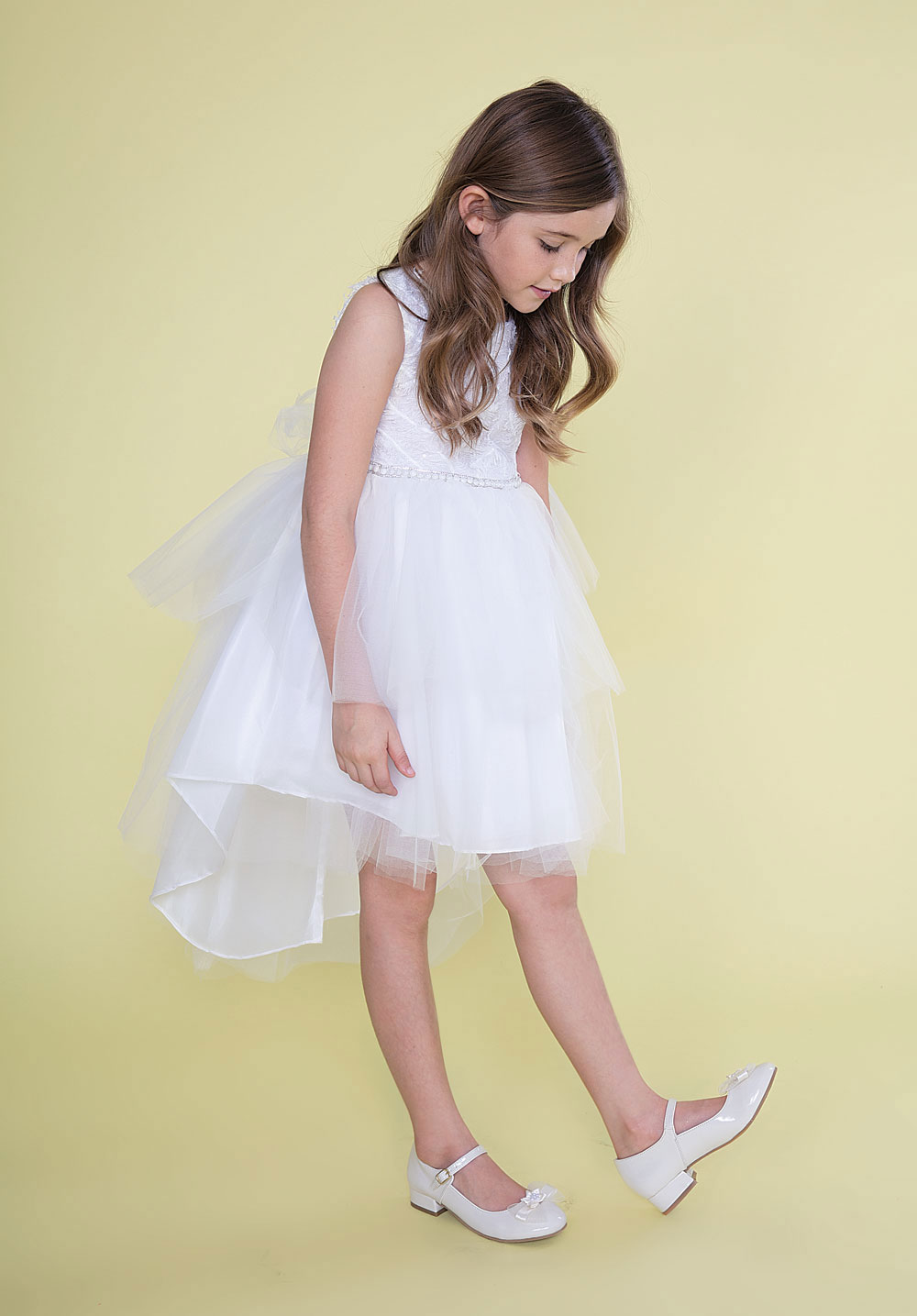 Girls Dress Style 0626418 White Mini Lace , Beading Bateau Princess Dress in Choice of Colour