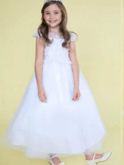 Girls Dress Style 0626618 Ivory Ankle Length Lace Bateau A-line Dress in Choice of Colour