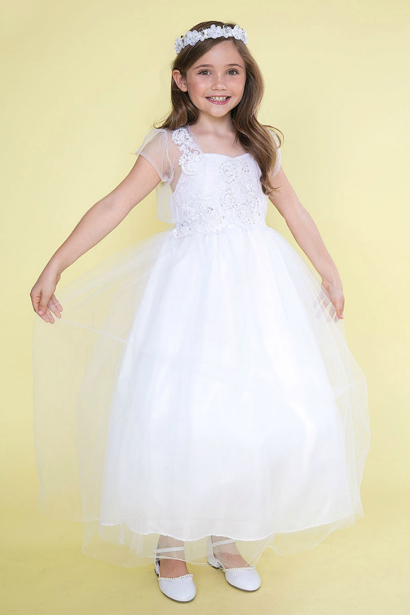 Girls Dress Style 0626818 White Ankle Length Lace Sweetheart A-line Dress in Choice of Colour