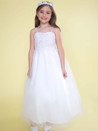 Girls Dress Style 0626818 White Ankle Length Lace Sweetheart A-line Dress in Choice of Colour