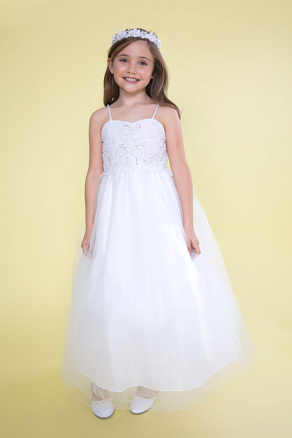 Girls Dress Style 0626818 White Ankle Length Lace Sweetheart A-line Dress in Choice of Colour