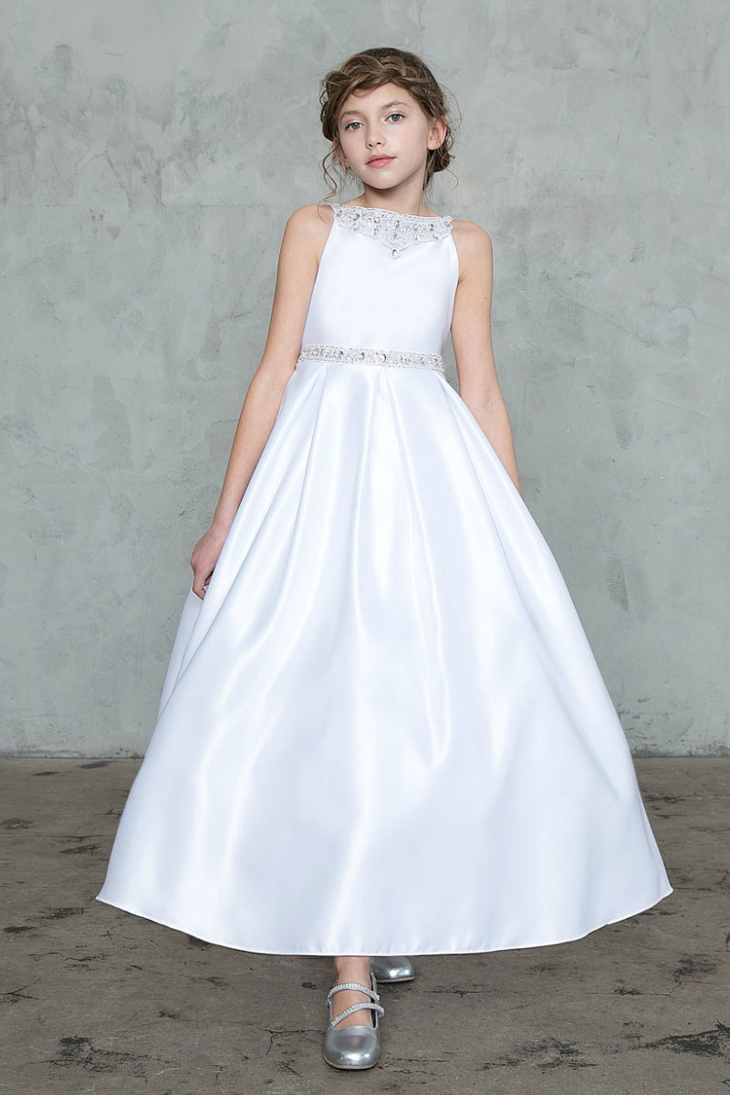 Girls Dress Style 0627118 Ivory Ankle Length Beading A-line Dress in Choice of Colour