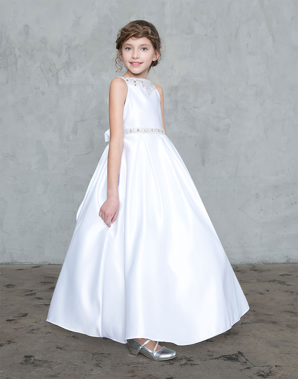 Girls Dress Style 0627118 Ivory Ankle Length Beading A-line Dress in Choice of Colour
