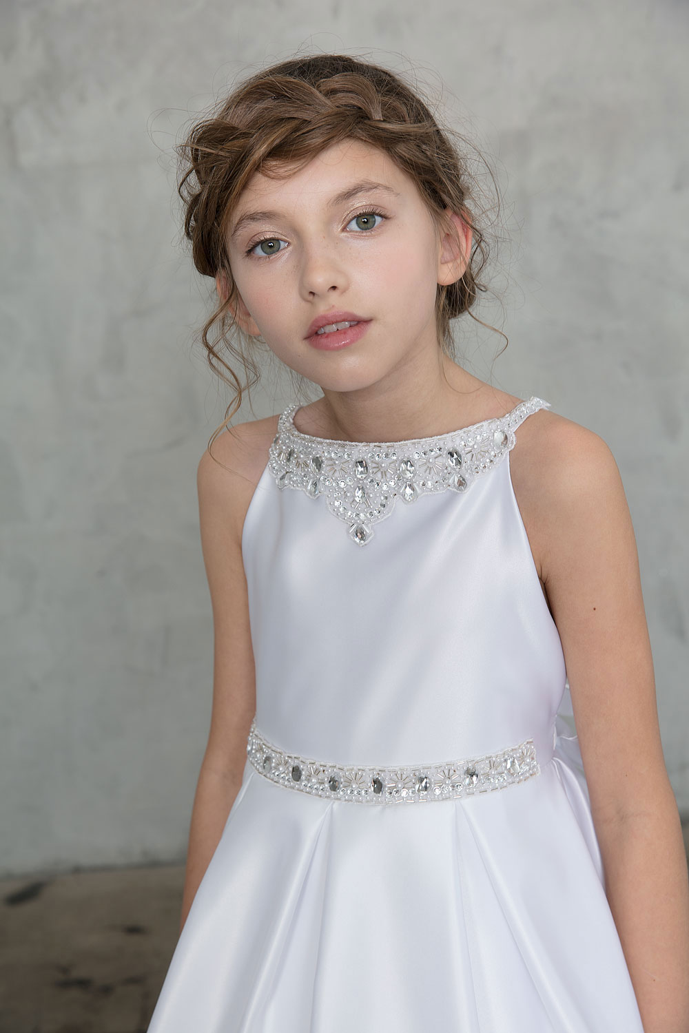 Girls Dress Style 0627118 Ivory Ankle Length Beading A-line Dress in Choice of Colour