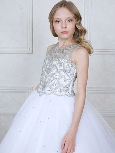 Girls Dress Style 0627218 White Floor-length Beading Bateau Ball Gown Dress in Choice of Colour Girls Dress Style 0627218 White Floor-length Beading Bateau Ball Gown Dress in Choice of Colour