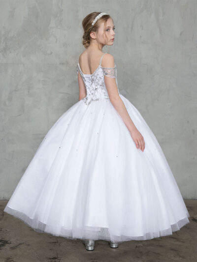 Girls Dress Style 0627718 Ivory Ankle Length Beading V-neck Ball Gown Dress in Choice of Colour