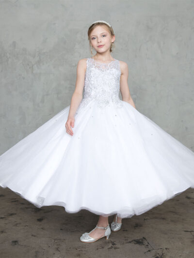 Girls Dress Style 0627818 Ivory Ankle Length Lace Bateau A-line Dress in Choice of Colour