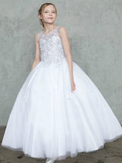 Girls Dress Style 0627818 Ivory Ankle Length Lace Bateau A-line Dress in Choice of Colour