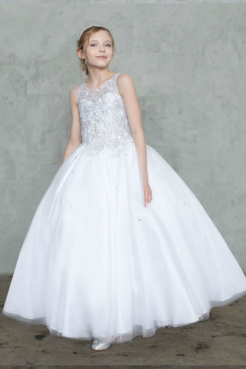 Girls Dress Style 0627818 Ivory Ankle Length Lace Bateau A-line Dress in Choice of Colour