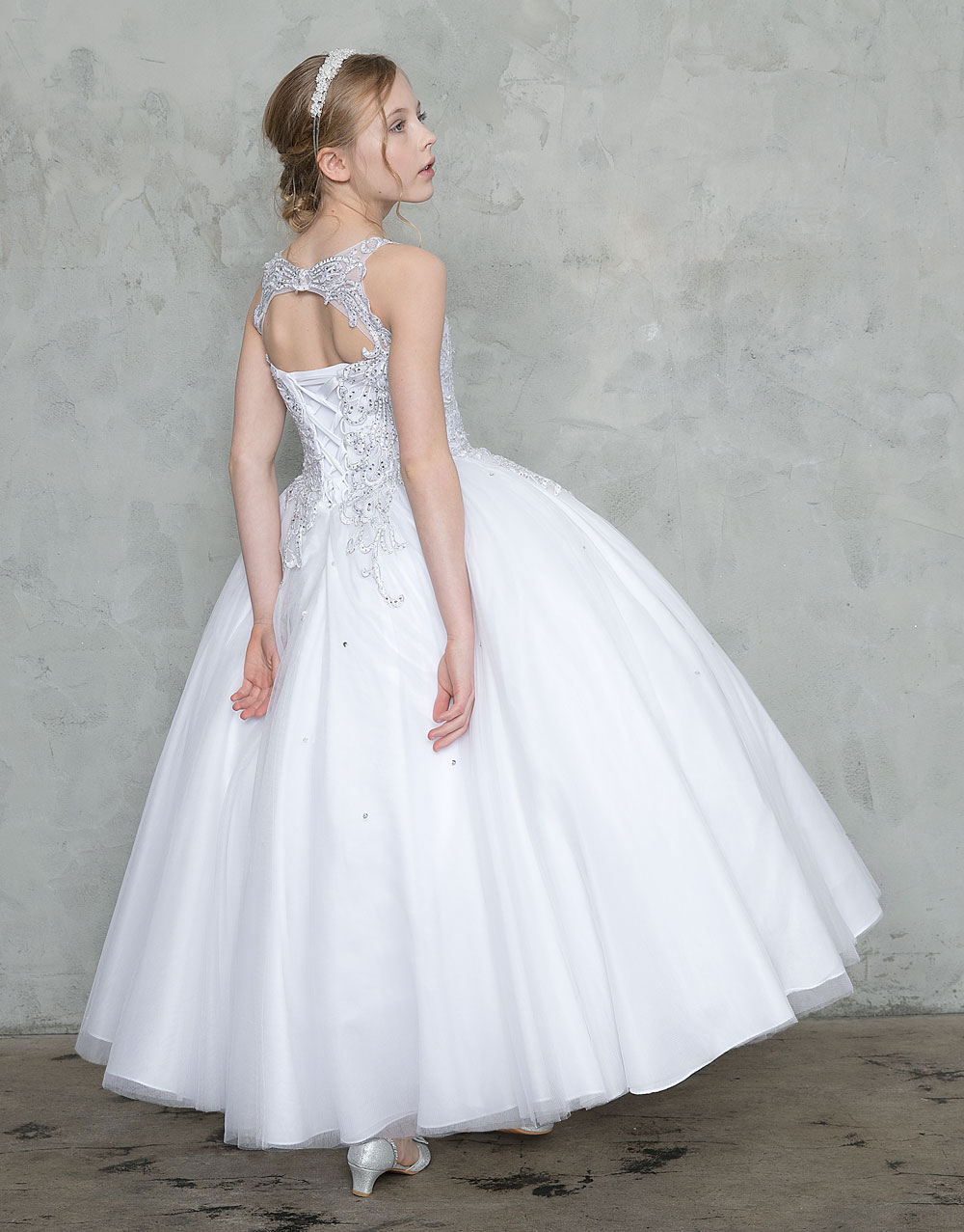 Girls Dress Style 0627818 Ivory Ankle Length Lace Bateau A-line Dress in Choice of Colour