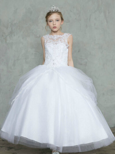Girls Dress Style 0627918 Ivory Floor-length Lace Bateau ball Gown Dress in Choice of Colour
