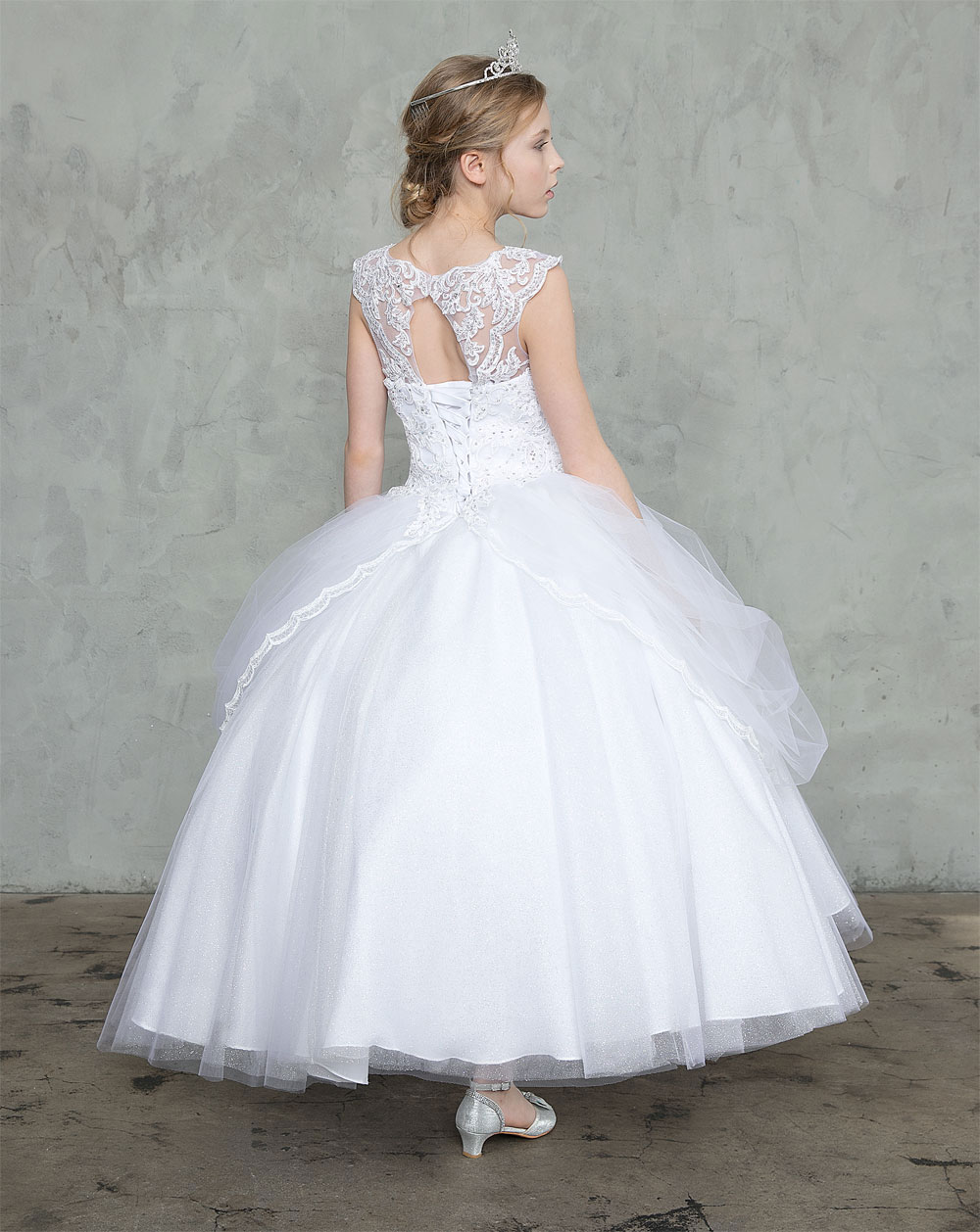 Girls Dress Style 0627918 Ivory Floor-length Lace Bateau ball Gown Dress in Choice of Colour