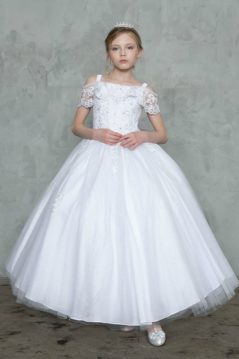 Girls Dress Style 0628118 Ivory Floor-length lace Bateau Ball Gown Dress in Choice of Colour