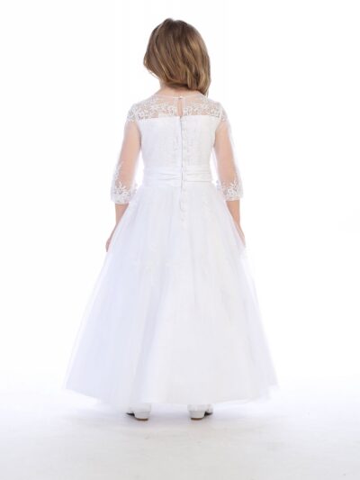 Girls Dress Style 062818 White Floor-length Lace Round A-line Dress in Choice of Colour