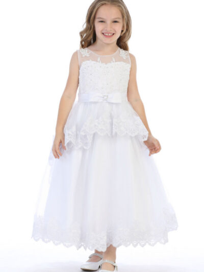 Girls Dress Style 0628618 Ivory Ankle Length Lace Round A-line Dress in Choice of Colour
