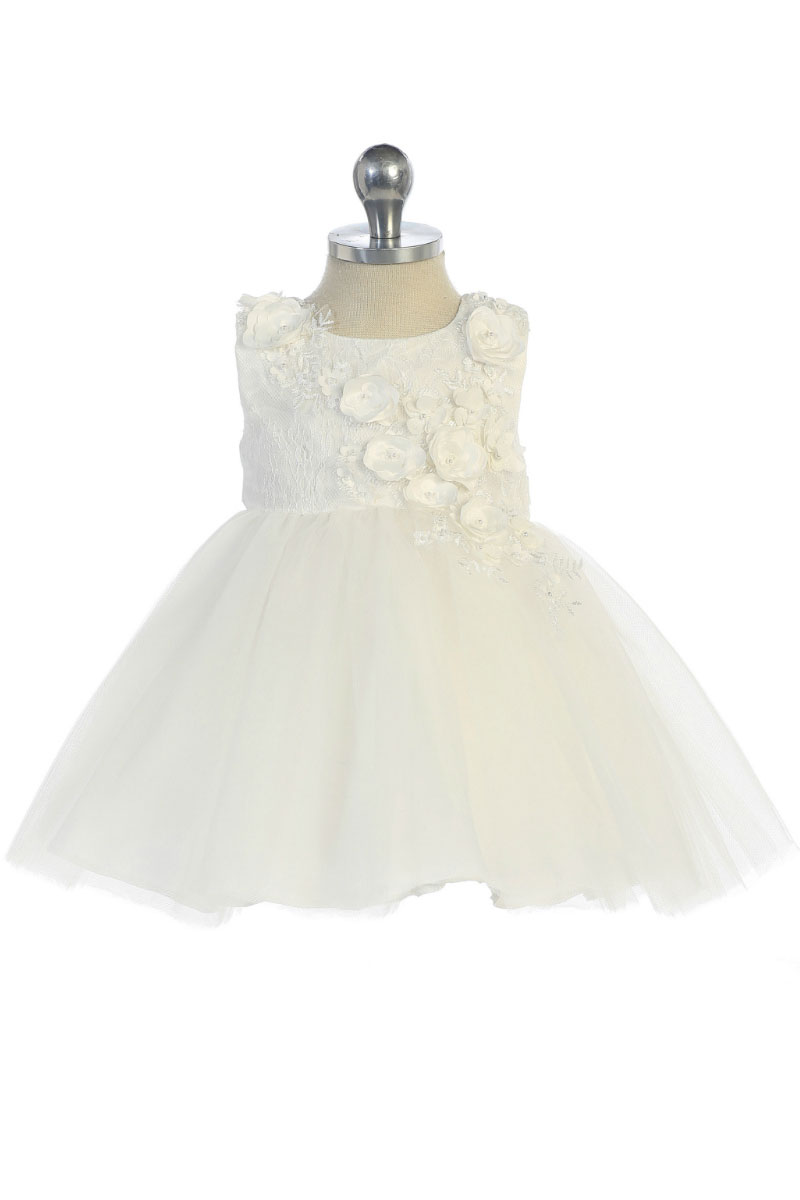 Girls Dress Style 062918 Ivory Ankle Length Applique Round A-line Dress in Choice of Colour