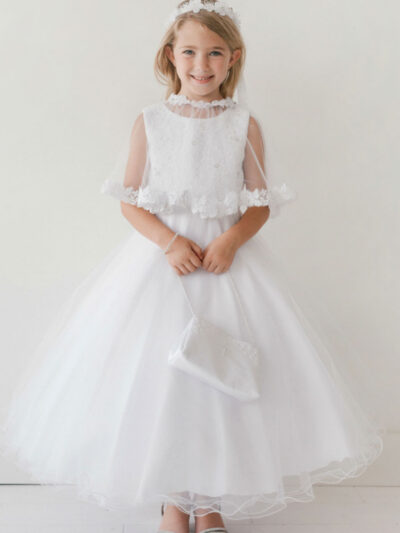 Girls Dress Style 063018 Ivory Ankle Length Lace Bateau A-line Dress in Choice of Colour