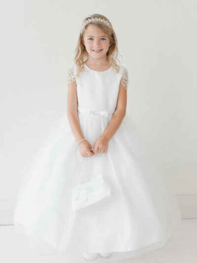 Girls Dress Style 063518 Ivory Floor-length Beading Bateau A-line Dress in Choice of Colour