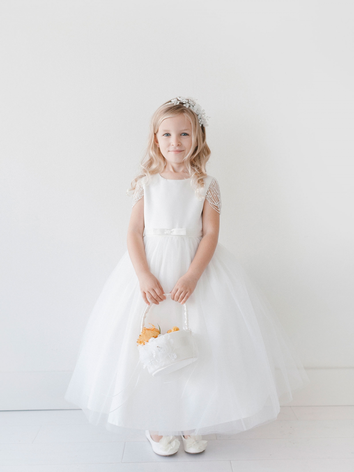 Girls Dress Style 063518 Ivory Floor-length Beading Bateau A-line Dress in Choice of Colour