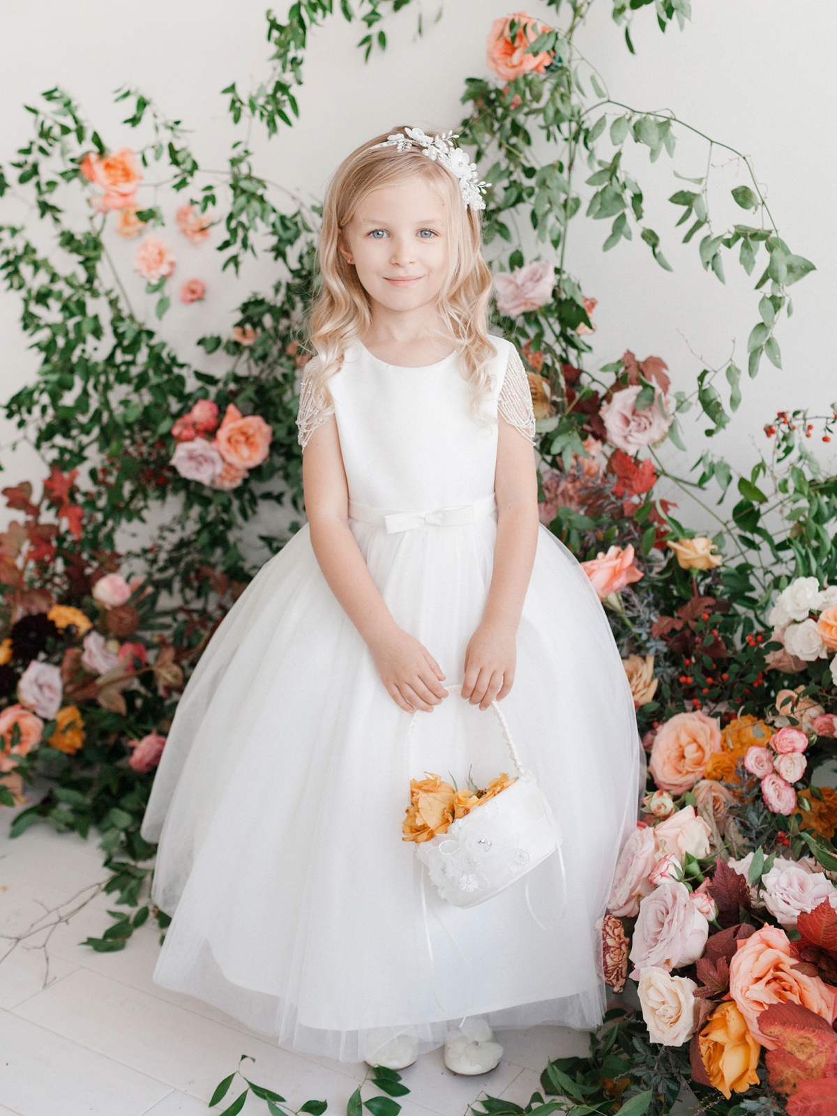 Girls Dress Style 063518 Ivory Floor-length Beading Bateau A-line Dress in Choice of Colour