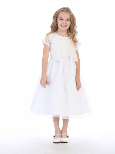 Girls Dress Style 064018 White Tea-length Lace Round A-line Dress in Choice of Colour Girls Dress Style 064018 White Tea-length Lace Round A-line Dress in Choice of Colour
