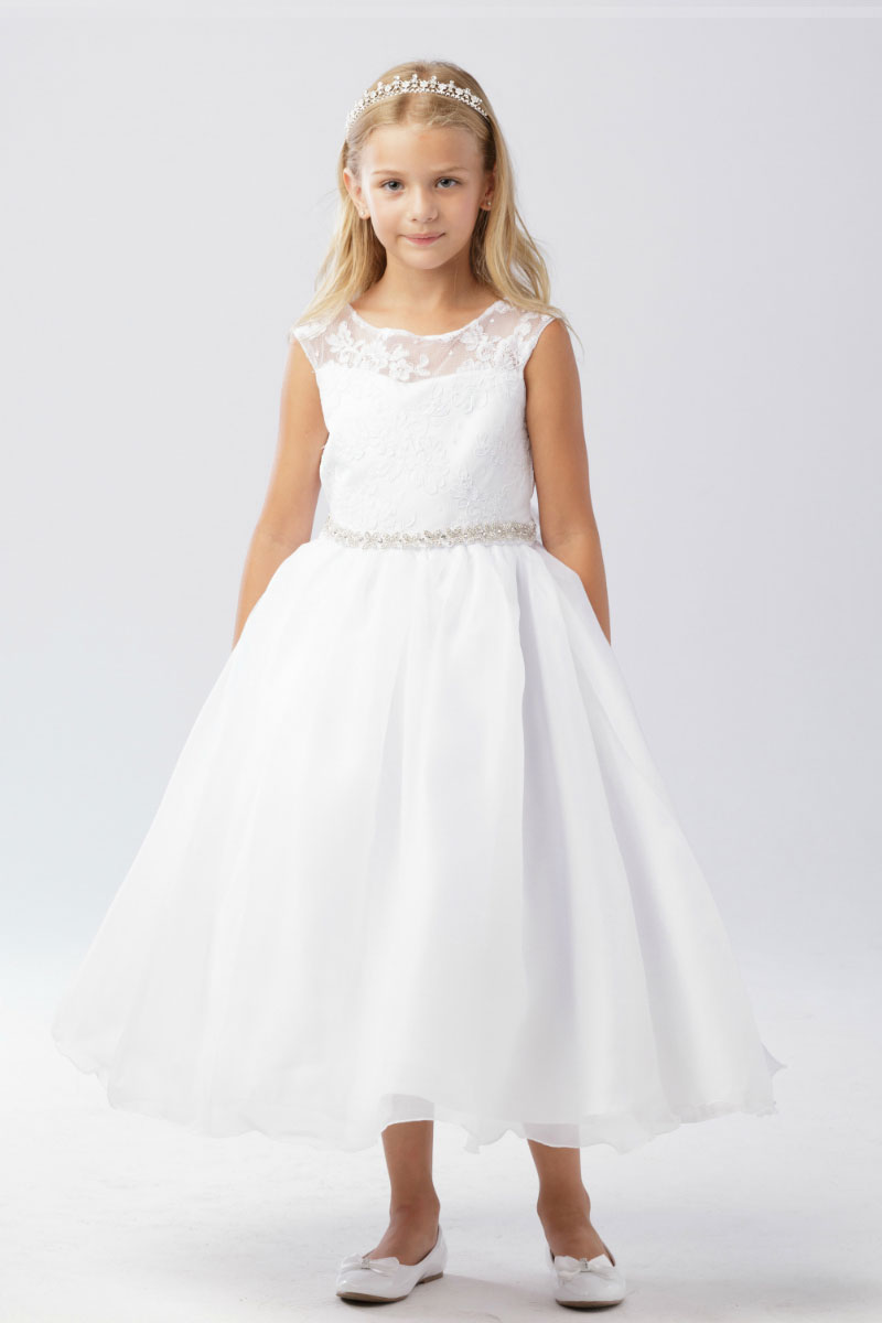 Girls Dress Style 064218 Ivory Ankle Length Lace Bateau A-line Dress in Choice of Colour