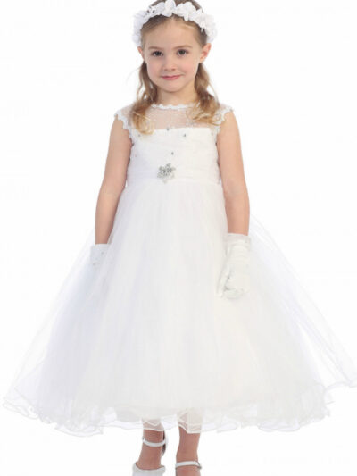 Girls Dress Style 064418 White Ankle Length Beading Bateau A-line Dress in Choice of Colour