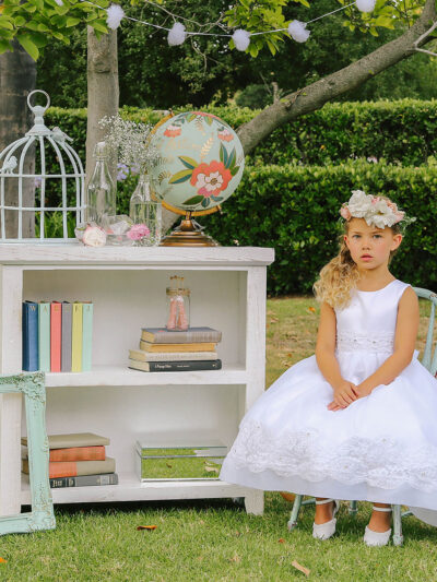 Girls Dress Style 064518 Ivory Ankle Length Applique Round A-line Dress in Choice of Colour