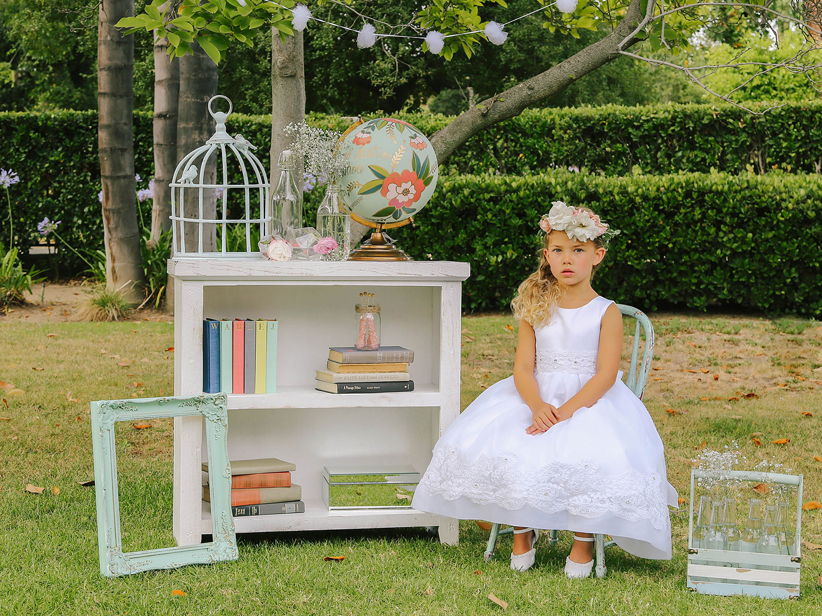 Girls Dress Style 064518 Ivory Ankle Length Applique Round A-line Dress in Choice of Colour