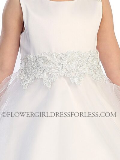 Girls Dress Style 064718 Ivory Ankle Length Applique Bateau A-line Dress in Choice of Colour