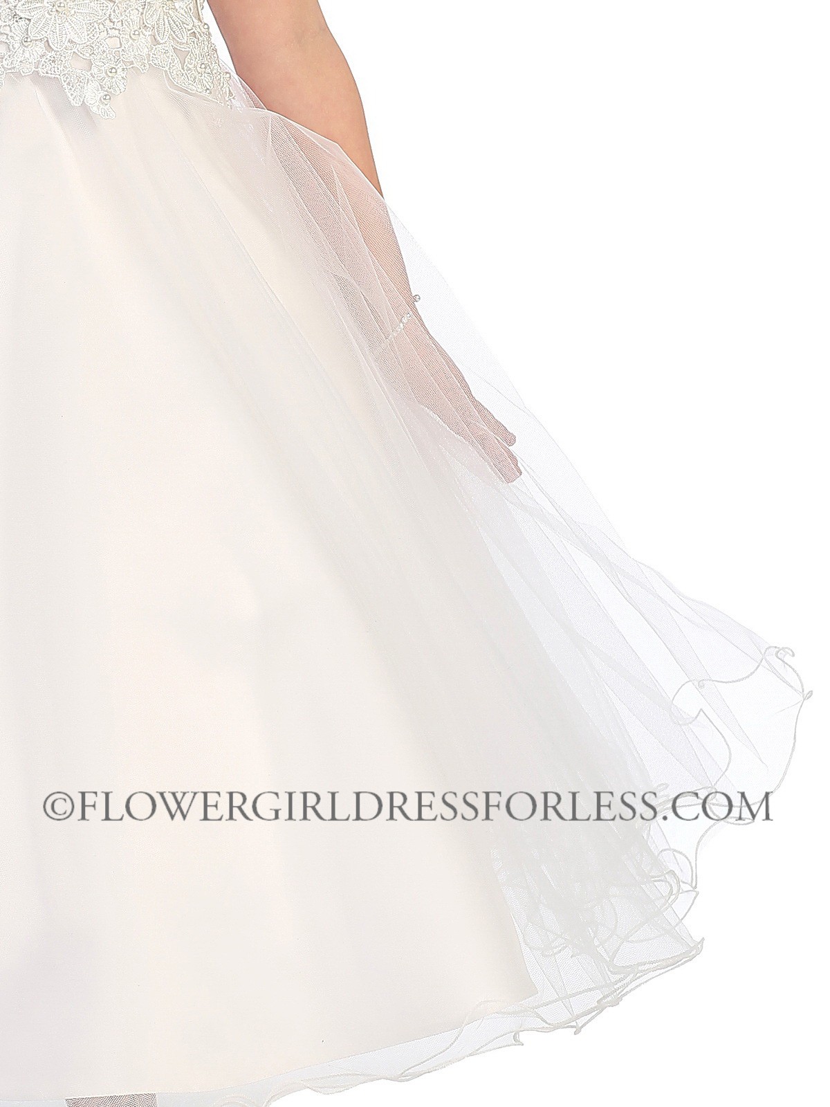 Girls Dress Style 064718 Ivory Ankle Length Applique Bateau A-line Dress in Choice of Colour